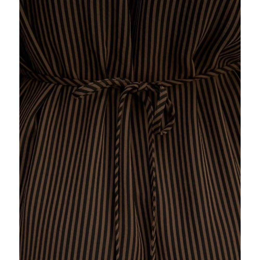 Everlane Mini Jacquard Stripe Shirt Dress Brown Button-Down Midi Size M - Picture 4 of 8
